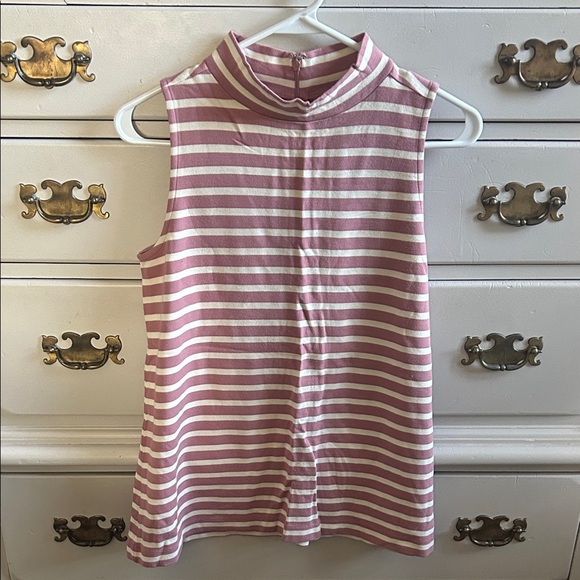 LOFT Tops - LOFT Outlet Striped Sleeveless Top - Pink and White, Women’s XS